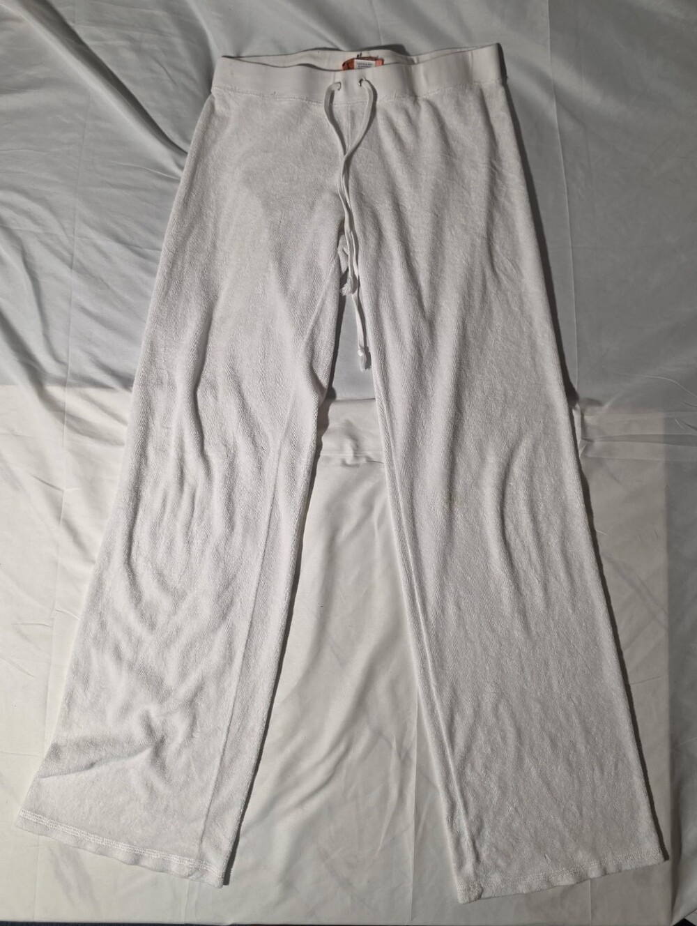 Vintage Juicy Couture White Terry Cloth Track Pants Made in USA Y2K